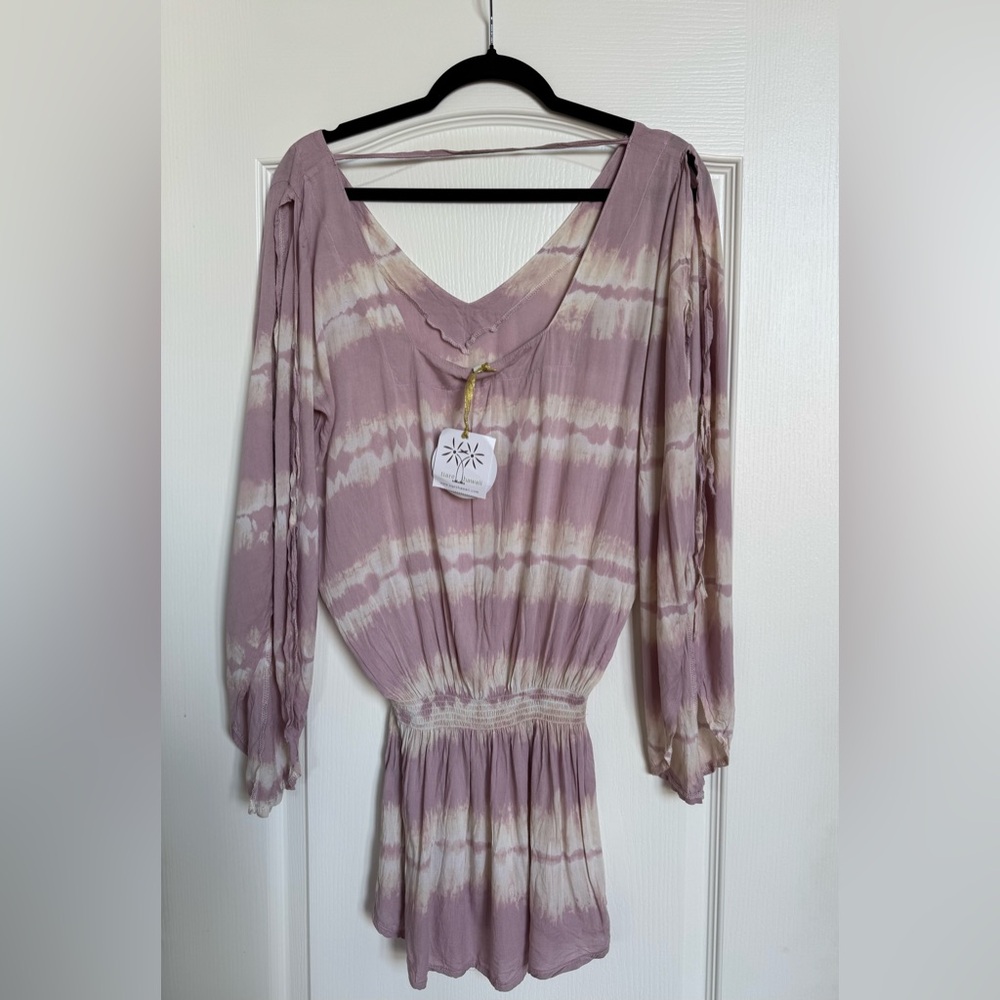 Tiare Hawaii Lavender Tie-Dye Long Sleeve Dress